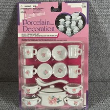 New Vintage Porcelain Floral 15 PC Mini Children Play Soup Set NOS Dishes