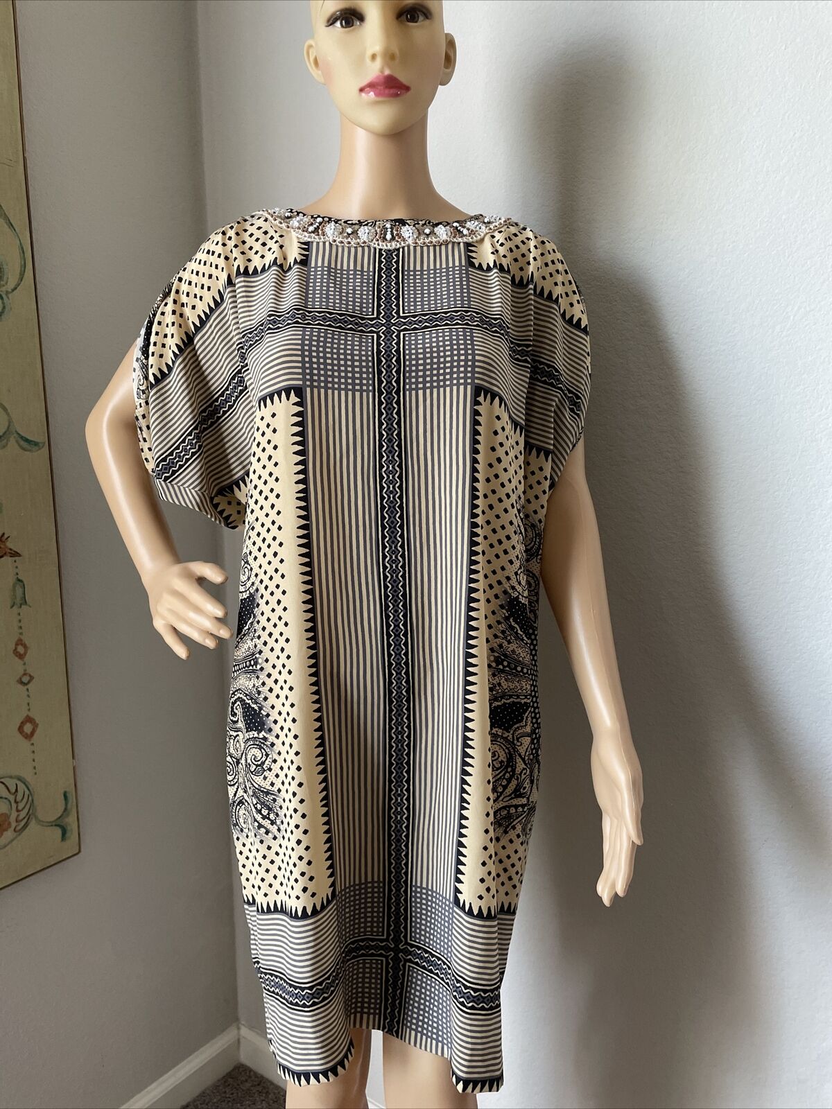 Etro Silk Dress Knee Length Abstract Multi Slit S… - image 2