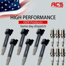 6X OEM Ignition Coil + Iridium Spark Plugs For Dodge Chrysler 3.5L 4.0L V6 UF502