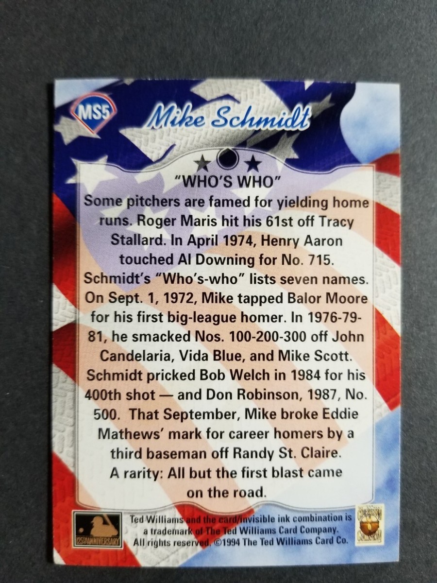 1994 Ted Williams card company MIKE SCHMIDT card # MS5 | eBay