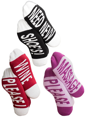 1 oder 3 Paar Damen Socken mit Spruch ''MASSAGE PLEASE'', Under-Statement-Socks 