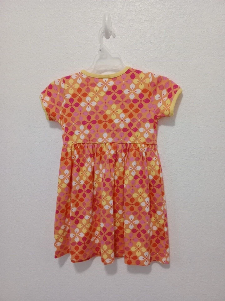 Hanna Andersson Orange Retro Floral Print Play Dress size US 6X-7 ~ 120cm - Image 2 of 4