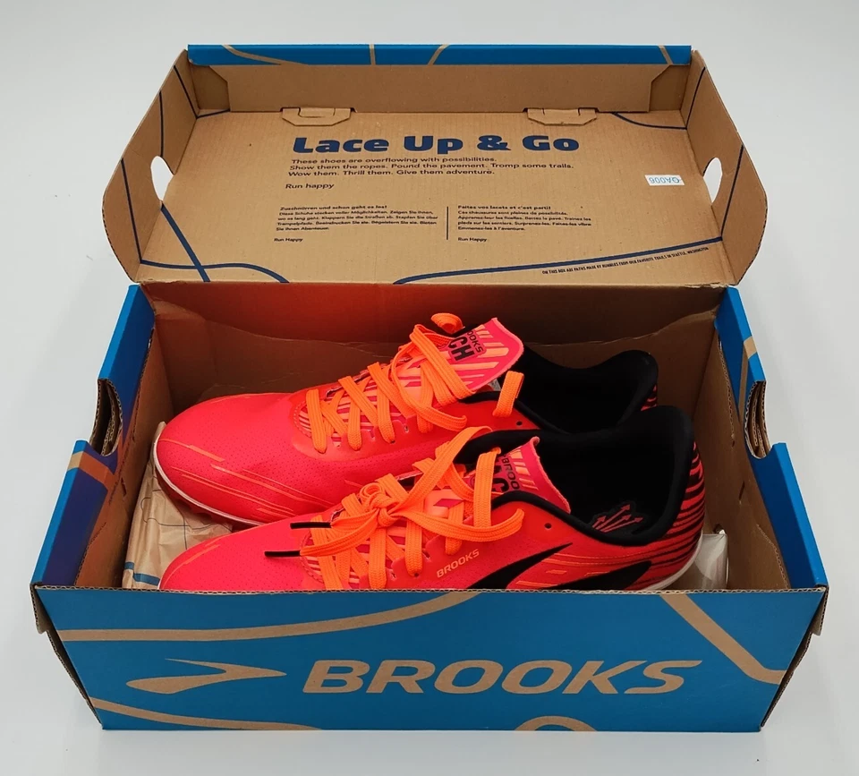Brooks Mujer EE. UU. 9 Cross Country Rosa Rojo Negro Naranja Zapatillas de Pista Zapatos Nuevos Foto 3 de 4