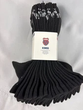 10 Pairs K Swiss Mens Black  Athletic Low Cut K-Nit Socks Size 10-13 NWT