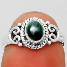 Natural Black Ethiopian Opal 925 Sterling Silver Ring s.6 Jewelry R-1283