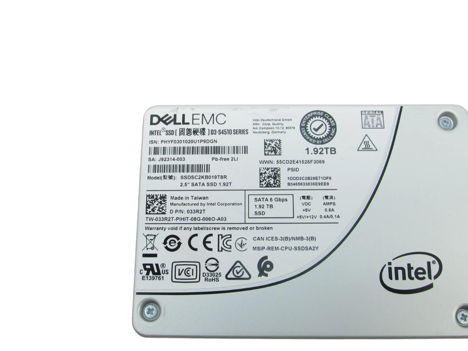 Dell EMC SSDSC2KB019T8R 1.92TB 2.5" 6Gbp/s SATA SSD Grade B 033R2T - Image 2 of 4