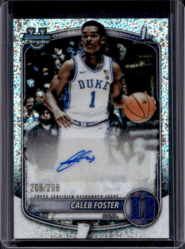 2025-26 Bowman Caleb Foster Chrome Auto Speckle Refractor 1st #/299 Duke