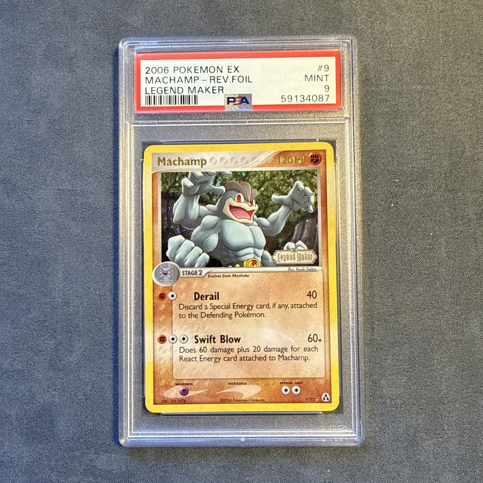 2006 POKEMON EX LEGEND MAKER #9 MACHAMP-REVERSE FOIL PSA 9