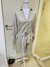 ASOS DESIGN Belted Shirt Viscose/Linen Beach Dress in Natural Beige – Size UK 6