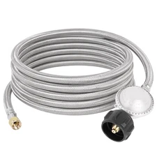 15FT Stainless Braided Propane Hose with Regulator, QCC-1 Adapter x 3/8" Female