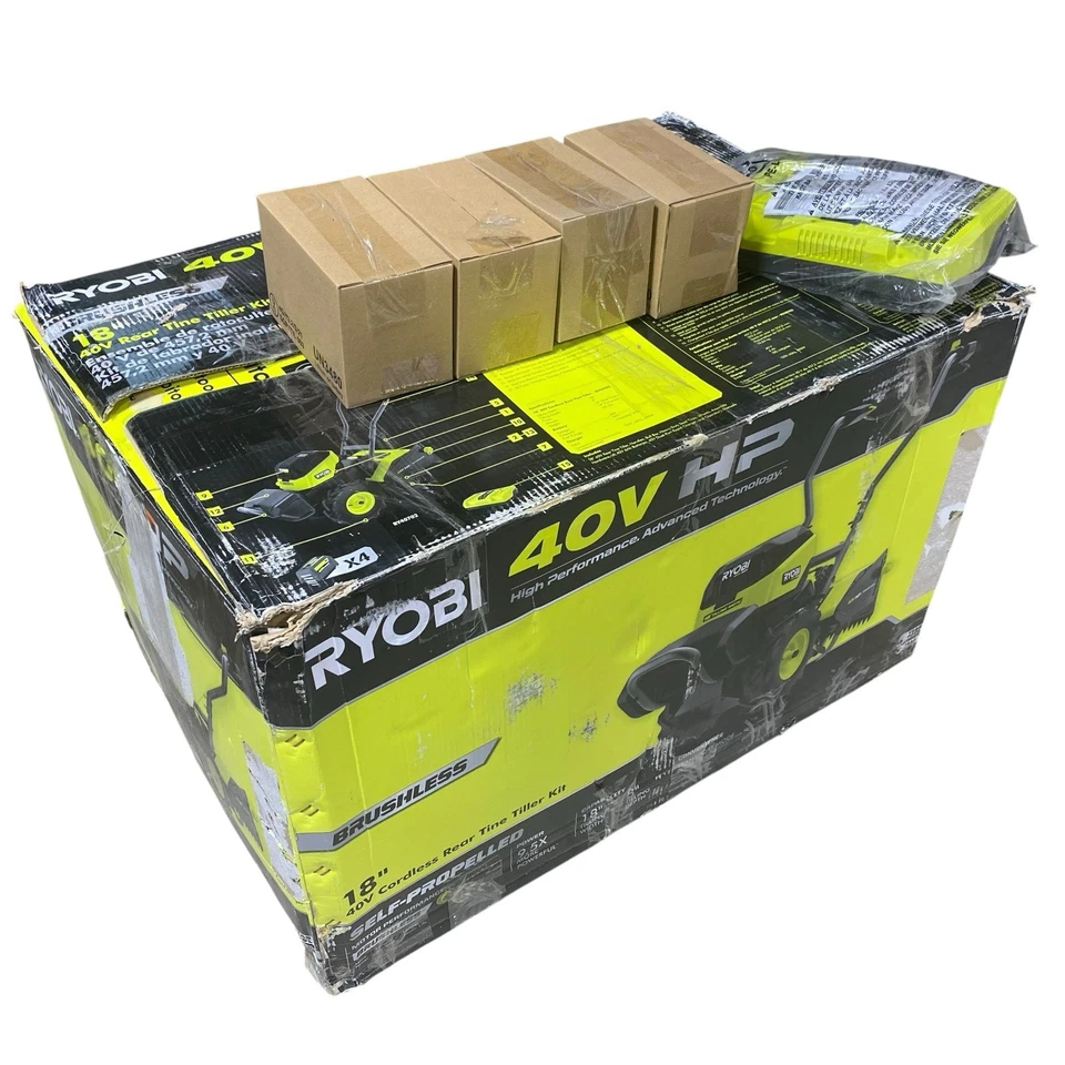 Ryobi 40v HP Electric Brushless Rear Tine Tiller 18", RY40702VNM Kit Combo - Image 2 of 4
