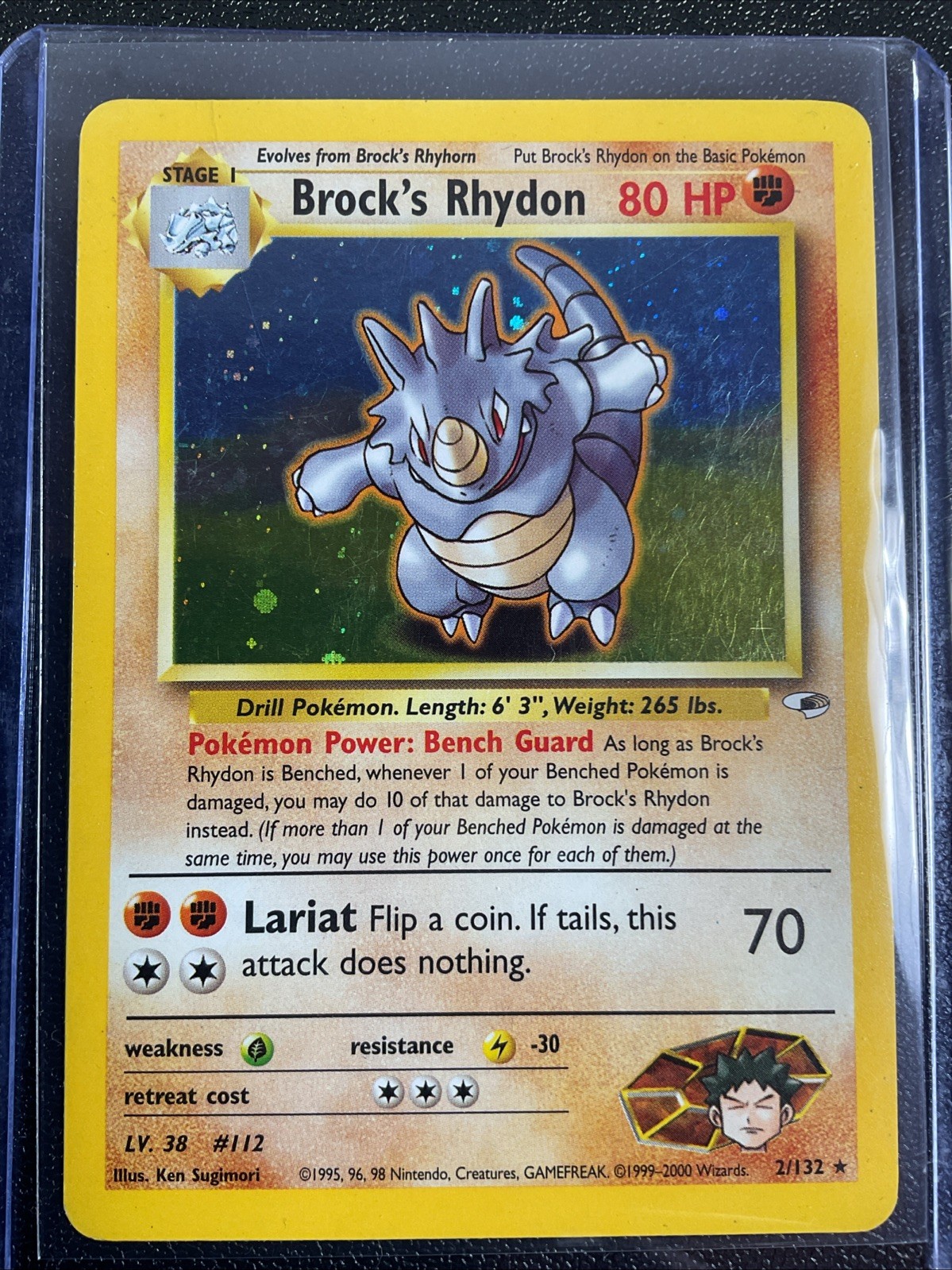 Pokémon TCG Brock's Rhydon Gym Heroes 2/132 Holo Unlimited Rare