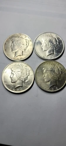 Four(4)Peace Dollars! 1922, '23, '24, '25. Very Good Circulated Condition