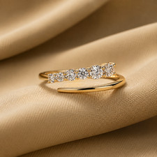 Anniversary Ring 0.83Ct Round Cut Diamond 14k Yellow Gold Wedding Band Custome