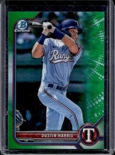 2022 Bowman Chrome Dustin Harris Prospects Green Refractor #/99 Rangers