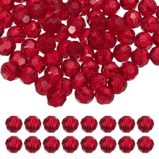 10mm Round Crystal Beads, 100 Pcs Glass Faceted Ball Bead, Red