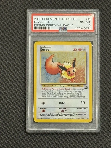 2000 Pokémon Black Star Promo Holo Rare Eevee 11 PSA 8