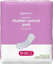 Amazon Basics Incontinence Pads for Women, Postpartum, Long, Maximum Absorbency,