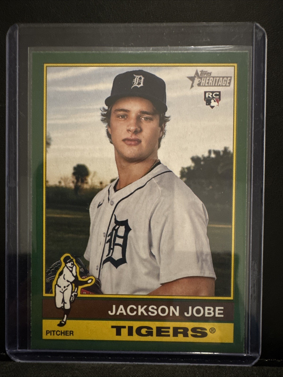2025 Topps Heritage Jackson Jobe #389 Dark Green Border (RC) Detroit Tigers