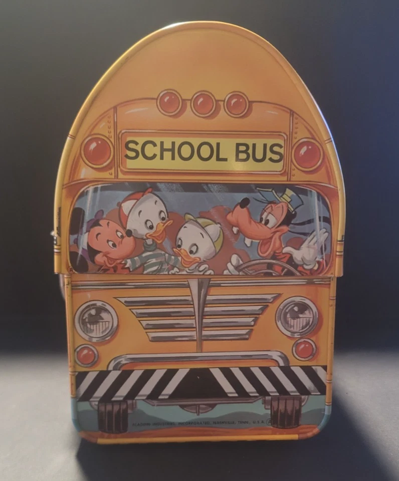 Fiambrera y termo vintage Disney School Bus con etiqueta (1961-1973) y etiqueta térmica Foto 2 de 4