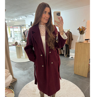 Trenchcoat Langes Enna Weinrot Onesize XS-XL Damen Trenchcoat Frauen Lang Jacke