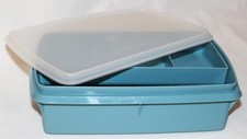 Vtg Tupperware Blue Stow N Go 3 Pc Container Craft Storage Tackle Sewing Box