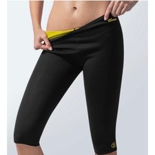 Pantalones de Compresión Capri Sudadera Neotex Negro Amarillo XL Hot Shapers Nuevos con Etiquetas