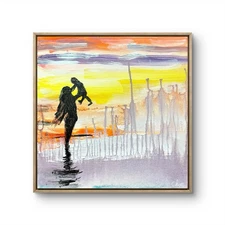 14X14 Expressionism MotherAndChild Original Handmade Acrylic Colorful Paintin