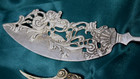 Vintage Silverplate Fish Server & Brass Serving Fork Ornate Unmarked 11.5" 10" — photo 3
