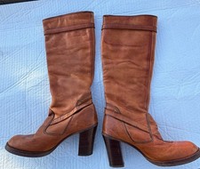 Vintage Zodiac Women's USA Made Brown Leather Knee High Boots Size 8 M