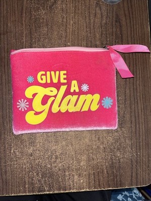 Pink Benefit Cosmetics 8.5 X 6.5  Makeup Bag   Give A Glam  Zip Closure
