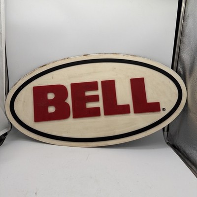 VTG BELL Helmets Metal Sign Rubber Embossed Oval Racing Garage Gas Station 24 