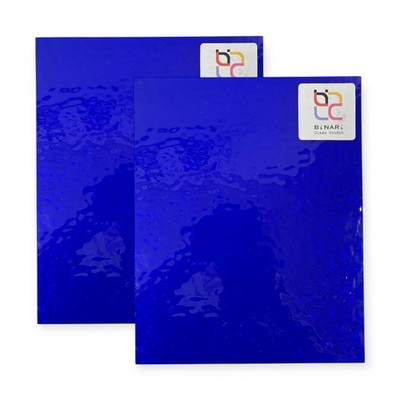 2 Pack Cobalt Blue English Muffle Stained Glass  Vintage Ripple Texture | BiNARi