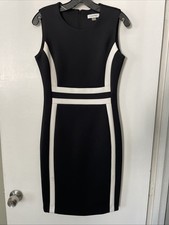 Calvin Klein Color Block Bodycon Dress White, Black Women's Size 4