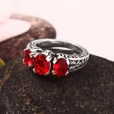 925 Sterling Silver Mozambique Garnet Gemstone Jewelry Ring US All Size