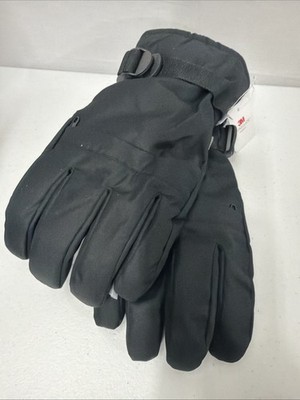 Men's Hybrid Thinsulate Gloves - ''ski Gloves'' Black with Belt/Strap, NWT Size XL