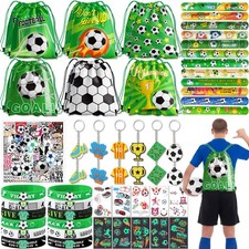 Soccer Party Favors 122 Pcs Goodie Bags with Drawstring Bags, Bracelets