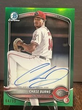 2025 Bowman Chrome Baseball Chase Burns Green Refractor Prospect Auto /99 REDS