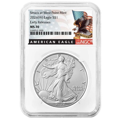 2026 (W) $1 1-oz American Silver Eagle NGC MS70 ER Black Label