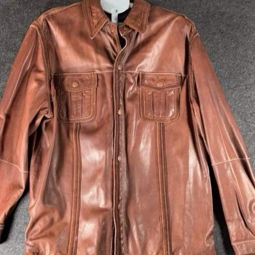 Vintage Wilsons Leather Mens Brown Jacket Size L Classic Casual Rn69426 - product listing photo