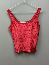 Vintage Victoria's Secret Red Crushed Velvet Cami Tank Top Womens Small Y2K READ