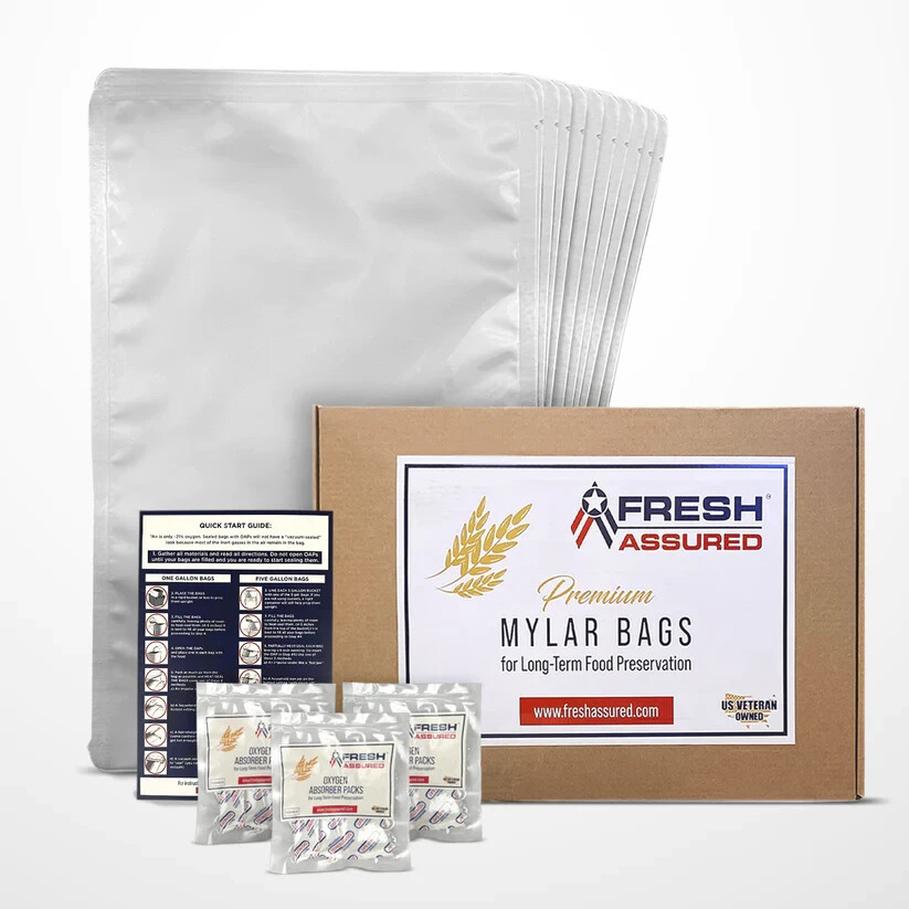 25 Mylar Bags & 30 Oxygen Absorbers - 5 Gallon Food Storage Bags For Long-Term Preservation