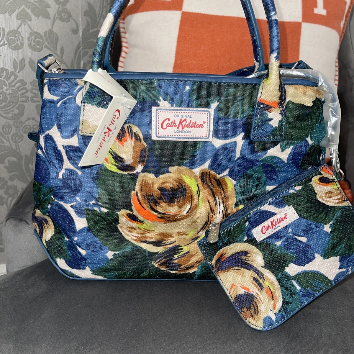 Cath Kidston Small Structured Top Handle Bag Purse In Navy New