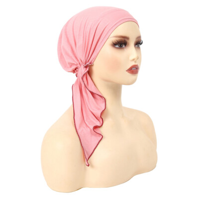 Muslim Women Hijab Cap Underscarf Wrap Hair Loss Hat Pre-Tied Bonnet Headscarf