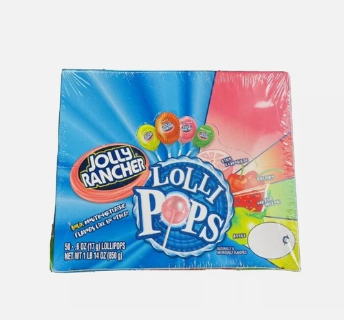 JOLLY RANCHER FILLED FRUIT FLAVOUR LOLLI-POPS x50 (FULL BOX)