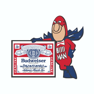 Budweiser Bud Man With Beer Label Decal Bumper Sticker 
