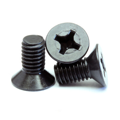 Bulk Qty 2,000 - M4 x 16mm DIN 965 Metric Phillips Flat Machine Screw Black Ox