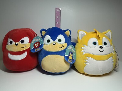 Squishmallow Kellytoy Plush Sonic the Hedgehog, Tails & Knuckles 8'' Inch NWT Set