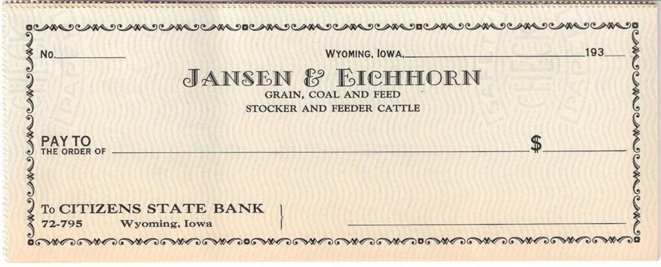 6 Different Very Nice Unused Vintage Checks 1800's - 1960's Mostly Older Ones