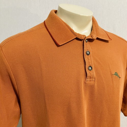 Tommy Bahama Short Sleeves Men's Polo Shirt Size XL Collared Orange Stretch Logo - Picture 8 of 11